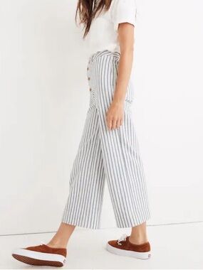 Madewell Emmett Nautical Stripe Wide Leg Button Fly Tall Inseam Crop Pants